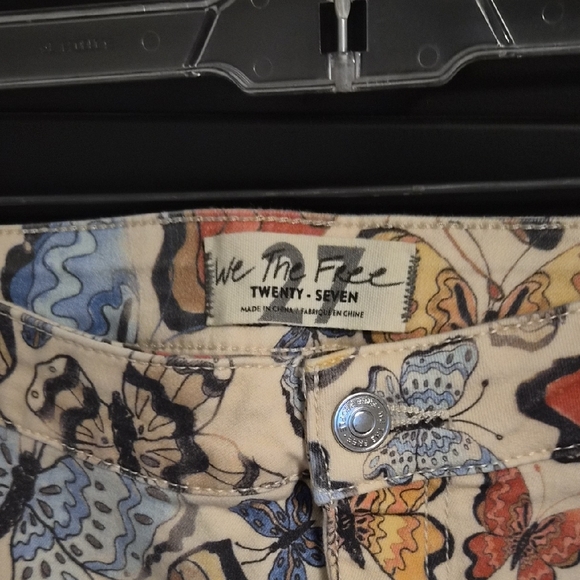 We The Free Butterfly Print Flared Pants in Cream, Blue, Red, Yellow - Picture 2 of 2